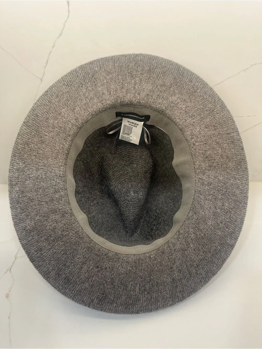 Anthropologie Gray Knit Fedora Hat | Soft Wide Brim | One Size